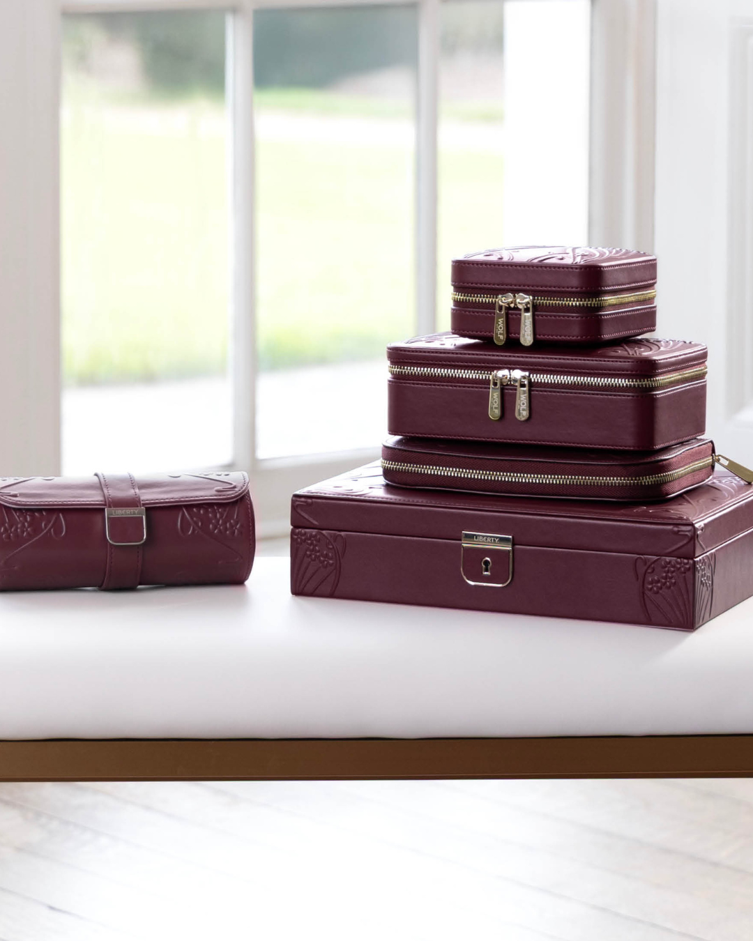 WOLF X LIBERTY Ianthe Medium Jewellery Box - Burgundy